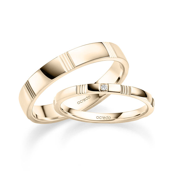 Set Klassieke trouwringen in Signature Goud 585 met in totaal 0,008 ct. Briljant tw,vs van acredo