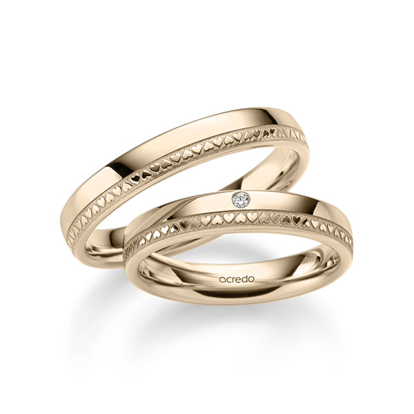 Set Klassieke trouwringen in Signature Goud 585 met in totaal 0,01 ct. Briljant tw/si van acredo