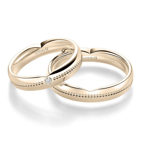 Set Klassieke trouwringen in Signature Goud 585 met in totaal 0,02 ct. Briljant tw/si van acredo