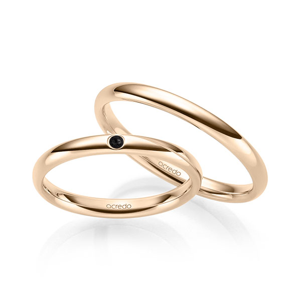 Set klassieke trouwringen in Signature Goud 585 met in totaal 0,02 ct. Briljant Zwart van acredo