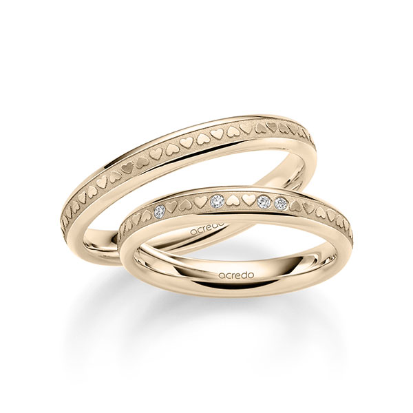 Set Klassieke trouwringen in Signature Goud 585 met in totaal 0,032 ct. Briljant tw/si van acredo