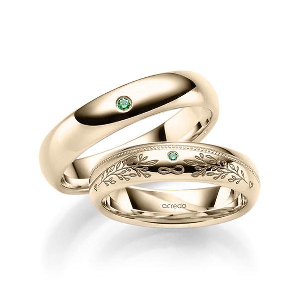 Set Klassieke trouwringen in Signature Goud 585 met in totaal 0,036 ct. Briljant van acredo