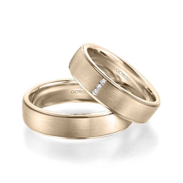 Set Klassieke trouwringen in Signature Goud 585 met in totaal 0,03 ct. Briljant tw/si van acredo