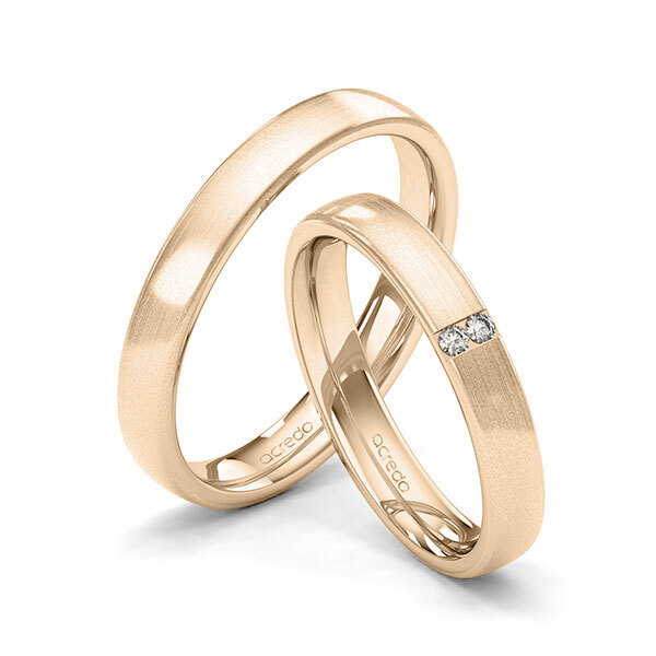 Set klassieke trouwringen in Signature Goud 585 met in totaal 0,03 ct. Briljant tw/si van acredo