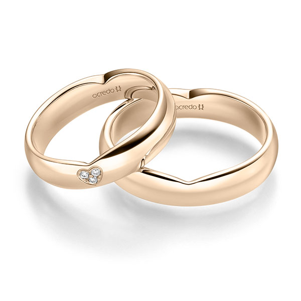 Set Klassieke trouwringen in Signature Goud 585 met in totaal 0,03 ct. Briljant tw/si van acredo