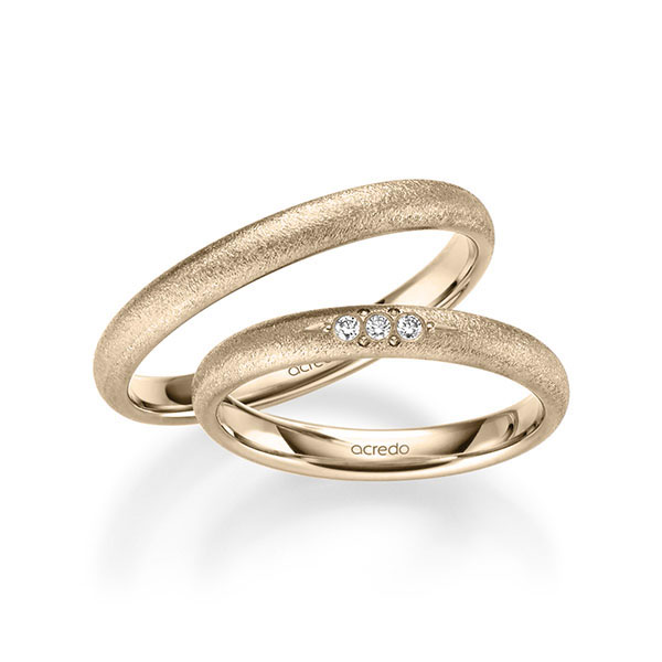 Set klassieke trouwringen in Signature Goud 585 met in totaal 0,045 ct. Briljant tw/si van acredo