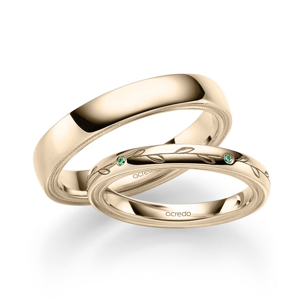 Set Klassieke trouwringen in Signature Goud 585 met in totaal 0,04 ct. Briljant van acredo