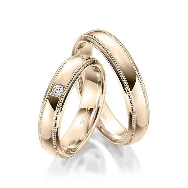Set Klassieke trouwringen in Signature Goud 585 met in totaal 0,05 ct. Briljant tw/si van acredo