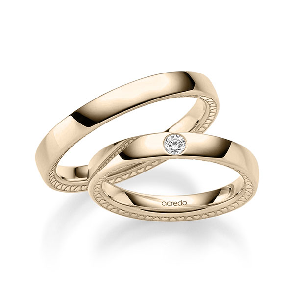 Set Klassieke trouwringen in Signature Goud 585 met in totaal 0,06 ct. Briljant tw/si van acredo