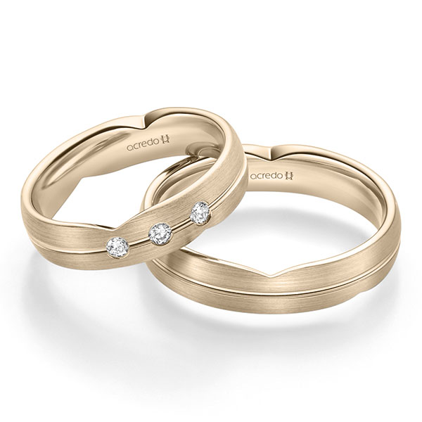 Set Klassieke trouwringen in Signature Goud 585 met in totaal 0,12 ct. Briljant tw/si van acredo