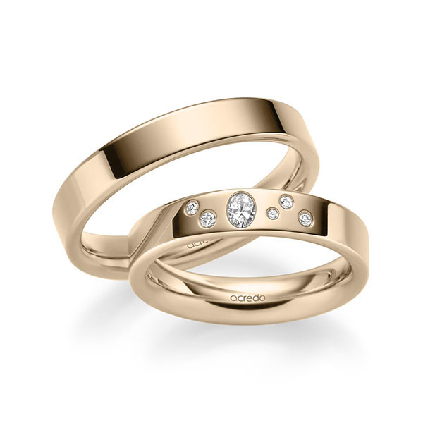 Set klassieke trouwringen in Signature Goud 585 met in totaal 0,146 ct. Briljant tw,vs van acredo - A-2287-6 Set klassieke trouwringen in Signature Goud 585 met in totaal 0,146 ct. Briljant tw,vs van acredo - A-2287-6