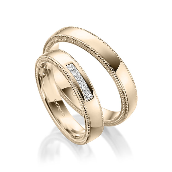 Set Klassieke trouwringen in Signature Goud 585 met in totaal 0,15 ct. Princess-Diamant tw/si van acredo