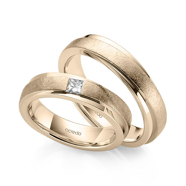 Set Klassieke trouwringen in Signature Goud 585 met in totaal 0,15 ct. Princess-Diamant tw/si van acredo