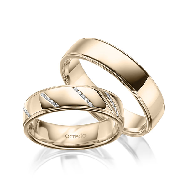 Set Klassieke trouwringen in Signature Goud 585 met in totaal 0,225 ct. Briljant tw/si van acredo - A-2006-12 Set Klassieke trouwringen in Signature Goud 585 met in totaal 0,225 ct. Briljant tw/si van acredo - A-2006-12