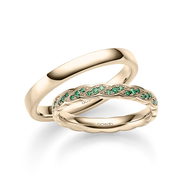 Set klassieke trouwringen in Signature Goud 585 met in totaal 0,34 ct. Briljant van acredo