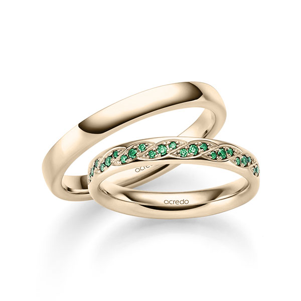 Set klassieke trouwringen in Signature Goud 585 met in totaal 0,34 ct. Briljant van acredo - A-2389-1