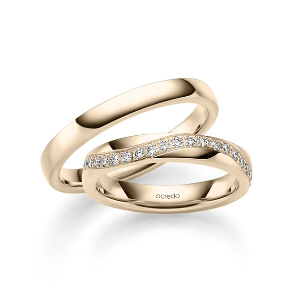 Set klassieke trouwringen in Signature Goud 585 met in totaal 0,3 ct. Briljant tw/si van acredo