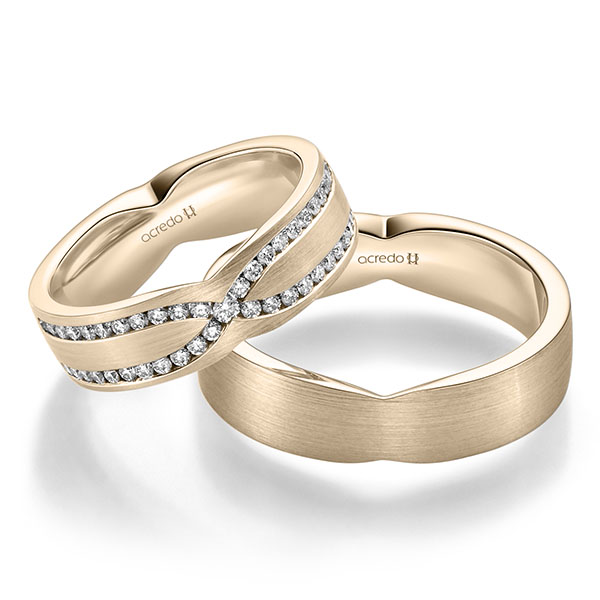 Set Klassieke trouwringen in Signature Goud 585 met in totaal 0,46 ct. Briljant tw/si van acredo
