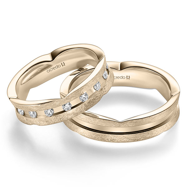 Set Klassieke trouwringen in Signature Goud 585 met in totaal 0,48 ct. Briljant tw/si van acredo