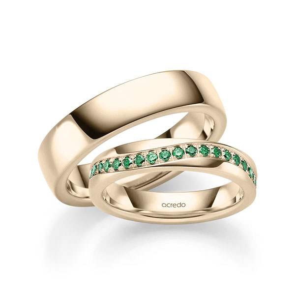 Set klassieke trouwringen in Signature Goud 585 met in totaal 0,6 ct. Briljant van acredo