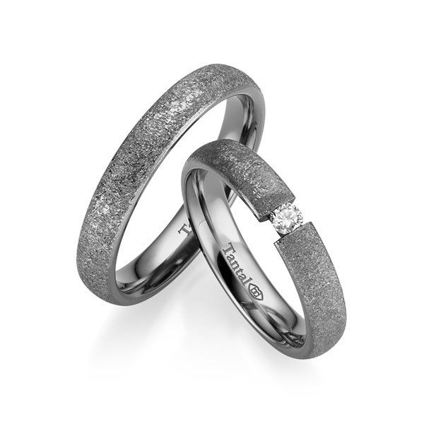 Set klassieke trouwringen in Tantalum met in totaal 0,08 ct. Briljant tw/si - UQ-1064-1