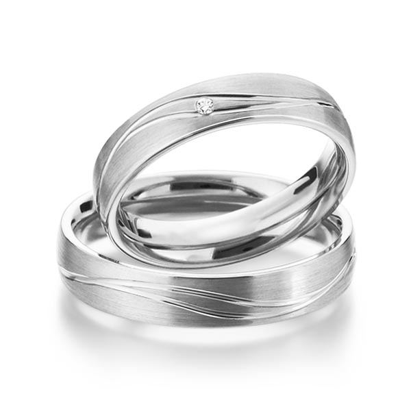 Set Klassieke trouwringen in witgoud 14 kt. met in totaal 0,015 ct. Briljant tw/si van Eternal Touch