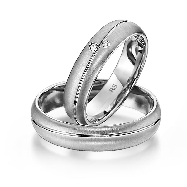 Set Klassieke trouwringen in witgoud 14 kt. met in totaal 0,028 ct. Briljant tw/si tw,vs van acredo - S-1154-7