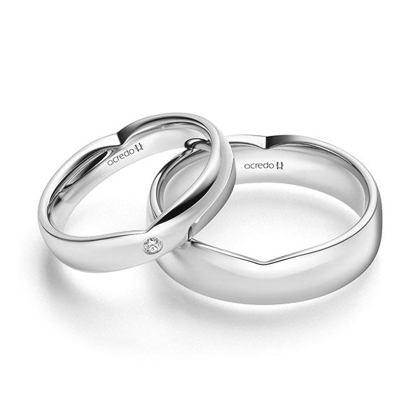 Set Klassieke trouwringen in witgoud 14 kt. met in totaal 0,03 ct. Briljant tw/si van acredo - A-2246-1 Set Klassieke trouwringen in witgoud 14 kt. met in totaal 0,03 ct. Briljant tw/si van acredo - A-2246-1