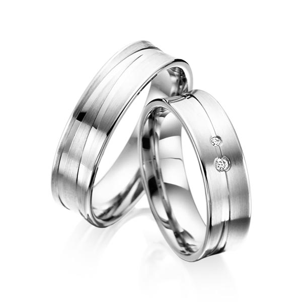 Set Klassieke trouwringen in witgoud 14 kt. met in totaal 0,03 ct. Briljant tw/si van acredo - A-3002-1 Set Klassieke trouwringen in witgoud 14 kt. met in totaal 0,03 ct. Briljant tw/si van acredo - A-3002-1