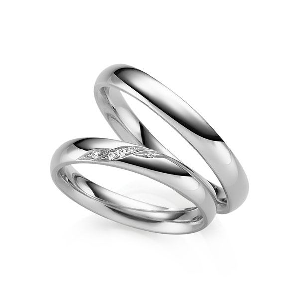 Set klassieke trouwringen in witgoud 14 kt. met in totaal 0,03 ct. Briljant tw/si van Eternal Touch