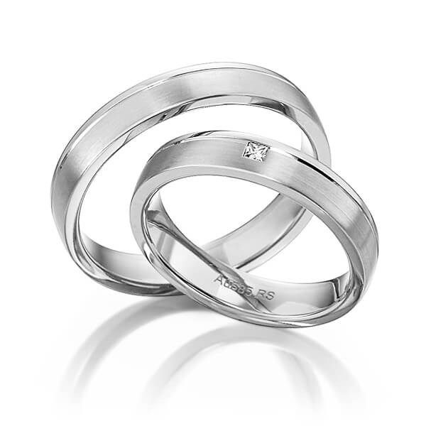 Set Klassieke trouwringen in witgoud 14 kt. met in totaal 0,03 ct. Princess-Diamant tw,vs van acredo