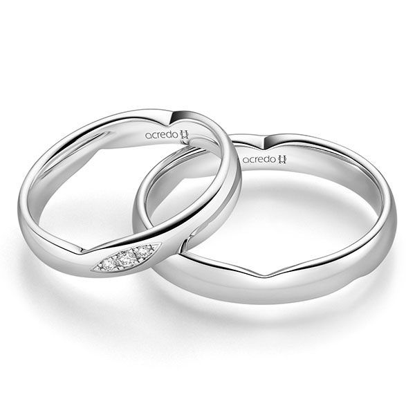 Set Klassieke trouwringen in witgoud 14 kt. met in totaal 0,045 ct. Briljant tw/si van acredo - A-2254-1 Set Klassieke trouwringen in witgoud 14 kt. met in totaal 0,045 ct. Briljant tw/si van acredo - A-2254-1