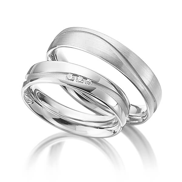 Set Klassieke trouwringen in witgoud 14 kt. met in totaal 0,045 ct. Briljant tw/si van Eternal Touch