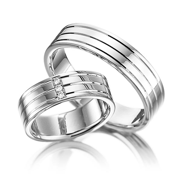 Set Klassieke trouwringen in witgoud 14 kt. met in totaal 0,045 ct. Briljant tw/si van Eternal Touch - Y-1108-1 Set Klassieke trouwringen in witgoud 14 kt. met in totaal 0,045 ct. Briljant tw/si van Eternal Touch - Y-1108-1