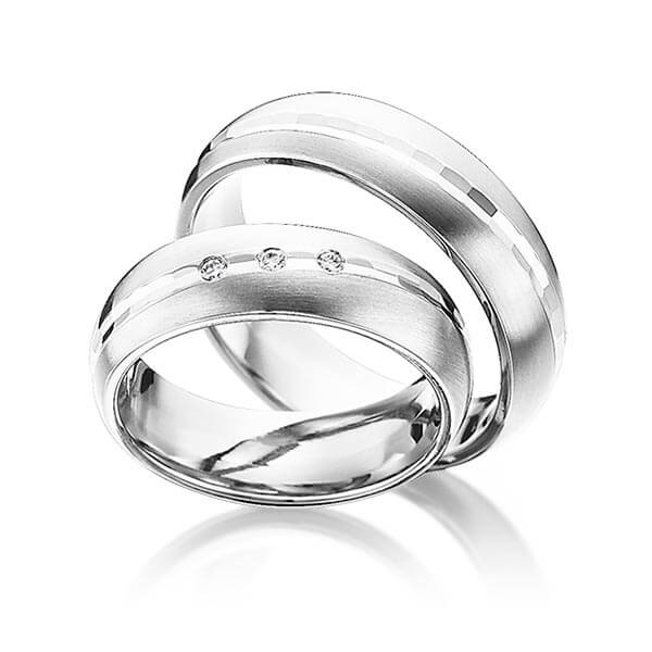 Set Klassieke trouwringen in witgoud 14 kt. met in totaal 0,045 ct. Briljant tw/si van Eternal Touch