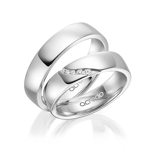 Set klassieke trouwringen in witgoud 14 kt. met in totaal 0,04 ct. Briljant tw/si van acredo - A-6005-7 Set klassieke trouwringen in witgoud 14 kt. met in totaal 0,04 ct. Briljant tw/si van acredo - A-6005-7