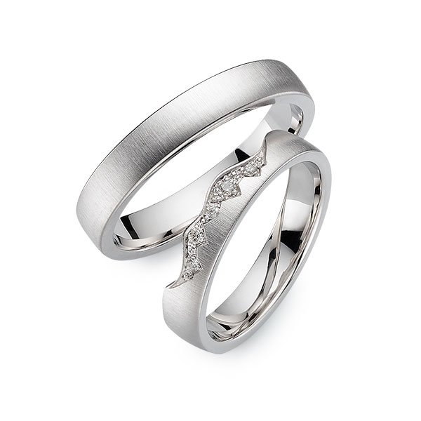 Set Klassieke trouwringen in witgoud 14 kt. met in totaal 0,051 ct. Briljant tw/si van Eternal Touch