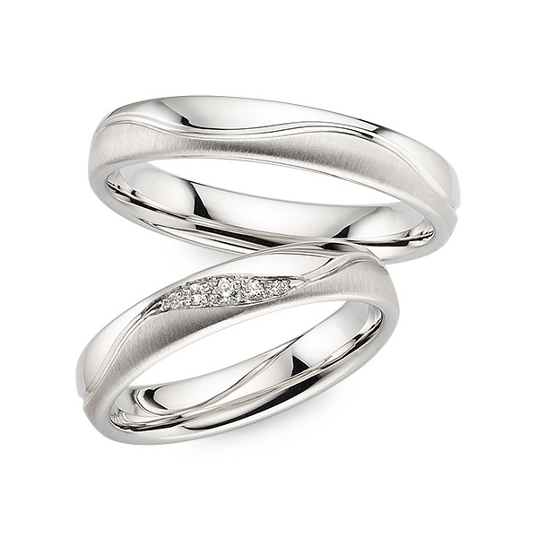 Set Klassieke trouwringen in witgoud 14 kt. met in totaal 0,05 ct. Briljant tw/si van Merii