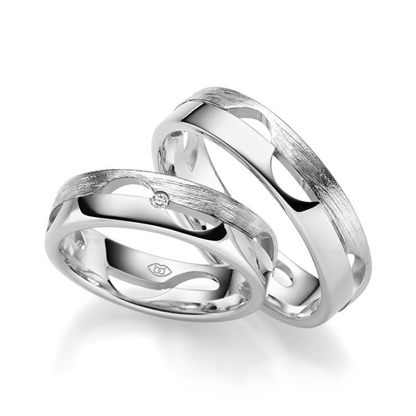 Set Klassieke trouwringen in witgoud 14 kt. met in totaal 0,06 ct. Briljant tw/si van Eternal Touch
