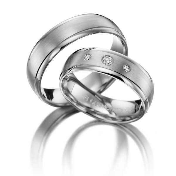 Set Klassieke trouwringen in witgoud 14 kt. met in totaal 0,08 ct. Briljant tw/si - NP-1010-4