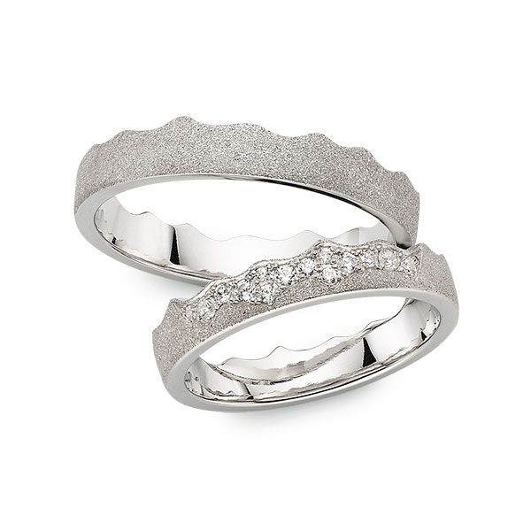 Set Klassieke trouwringen in witgoud 14 kt. met in totaal 0,149 ct. Briljant tw/si van Eternal Touch