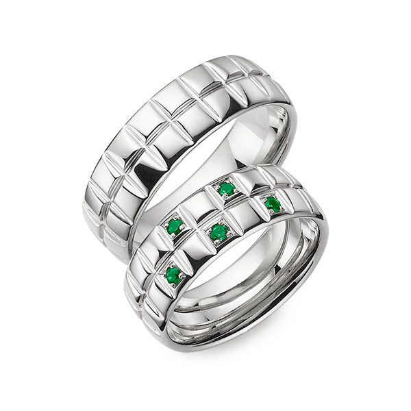 Set Klassieke trouwringen in witgoud 14 kt. met in totaal 0,15 ct. Briljant van Eternal Touch