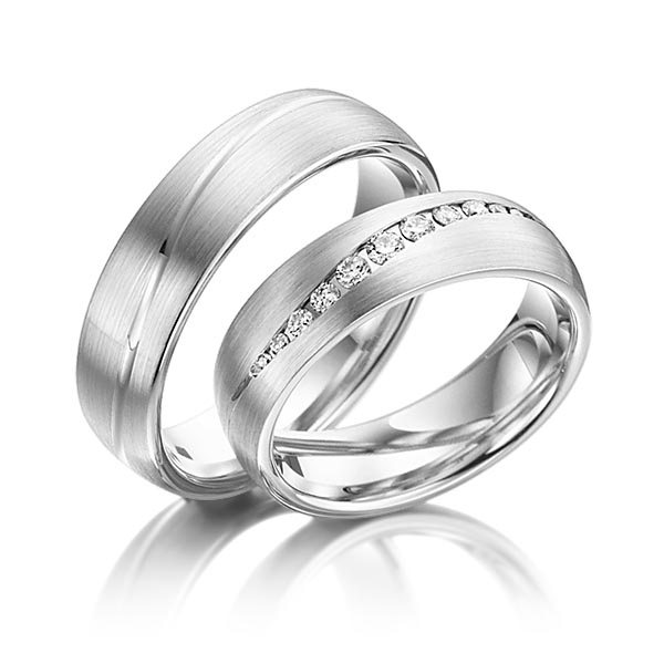 Set Klassieke trouwringen in witgoud 14 kt. met in totaal 0,174 ct. Briljant tw/si van Steinberg