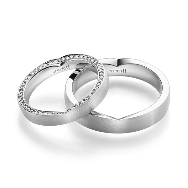 Set Klassieke trouwringen in witgoud 14 kt. met in totaal 0,24 ct. Briljant tw/si van acredo - A-2245-1 Set Klassieke trouwringen in witgoud 14 kt. met in totaal 0,24 ct. Briljant tw/si van acredo - A-2245-1