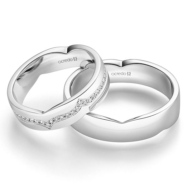 Set Klassieke trouwringen in witgoud 14 kt. met in totaal 0,27 ct. Briljant tw/si van acredo - A-2255-1 Set Klassieke trouwringen in witgoud 14 kt. met in totaal 0,27 ct. Briljant tw/si van acredo - A-2255-1