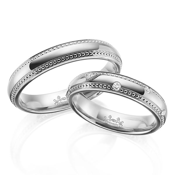 Set Klassieke trouwringen in witgoud 14 kt. met in totaal 0,2 ct. Briljant tw/si van Steinberg