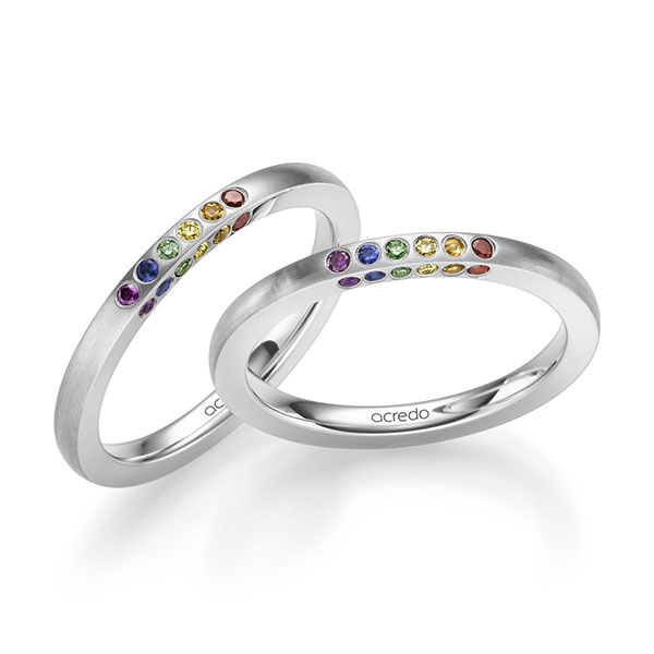 Set klassieke trouwringen in witgoud 14 kt. met in totaal 0,432 ct. Briljant tw/si van acredo - A-2197-1 Set klassieke trouwringen in witgoud 14 kt. met in totaal 0,432 ct. Briljant tw/si van acredo - A-2197-1