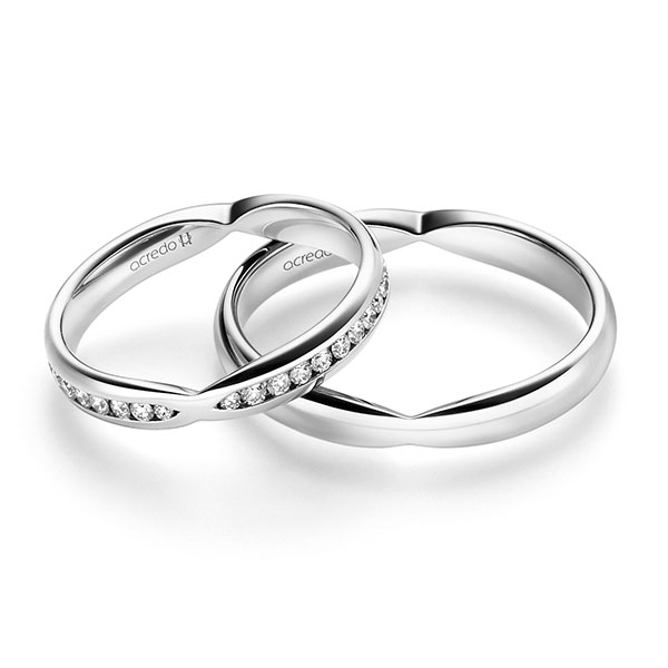 Set Klassieke trouwringen in witgoud 14 kt. met in totaal 0,542 ct. Briljant tw/si van acredo - A-2327-1 Set Klassieke trouwringen in witgoud 14 kt. met in totaal 0,542 ct. Briljant tw/si van acredo - A-2327-1