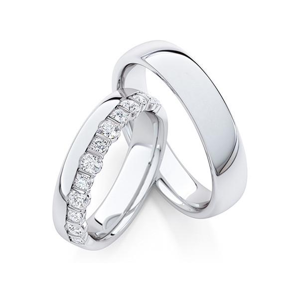 Set Klassieke trouwringen in witgoud 14 kt. met in totaal 0,57 ct. tw/si van Steinberg