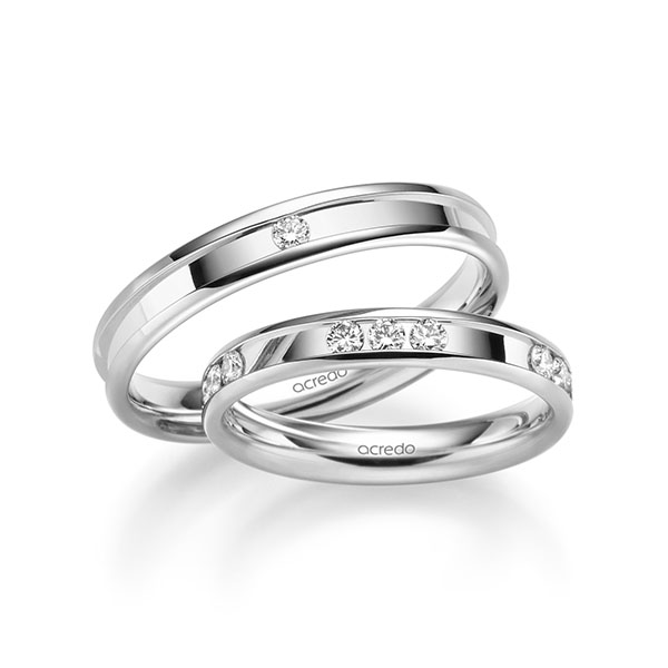 Set Klassieke trouwringen in witgoud 14 kt. met in totaal 0,64 ct. Briljant tw/si van acredo - A-2231-4 Set Klassieke trouwringen in witgoud 14 kt. met in totaal 0,64 ct. Briljant tw/si van acredo - A-2231-4